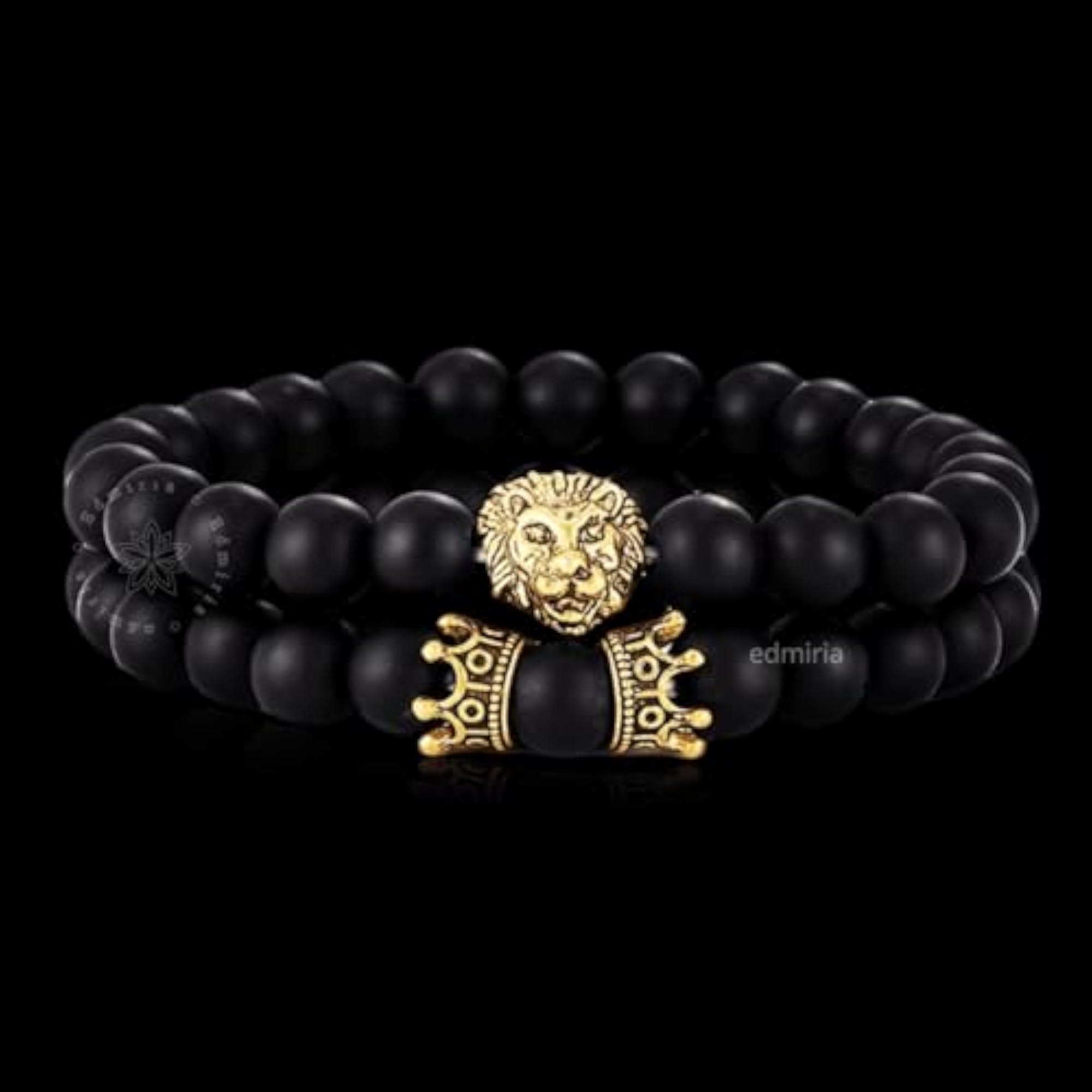 2pc Adjustable Beaded Bracelets Set for Men & Women, Natural Stones
